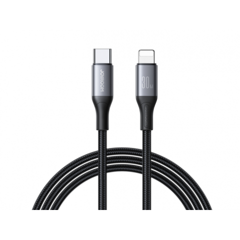Laidas USB C - iPhone 12 / 13 / 14 8pin (Lightning) 1m 30W pintas juodas Joyroom S-A28